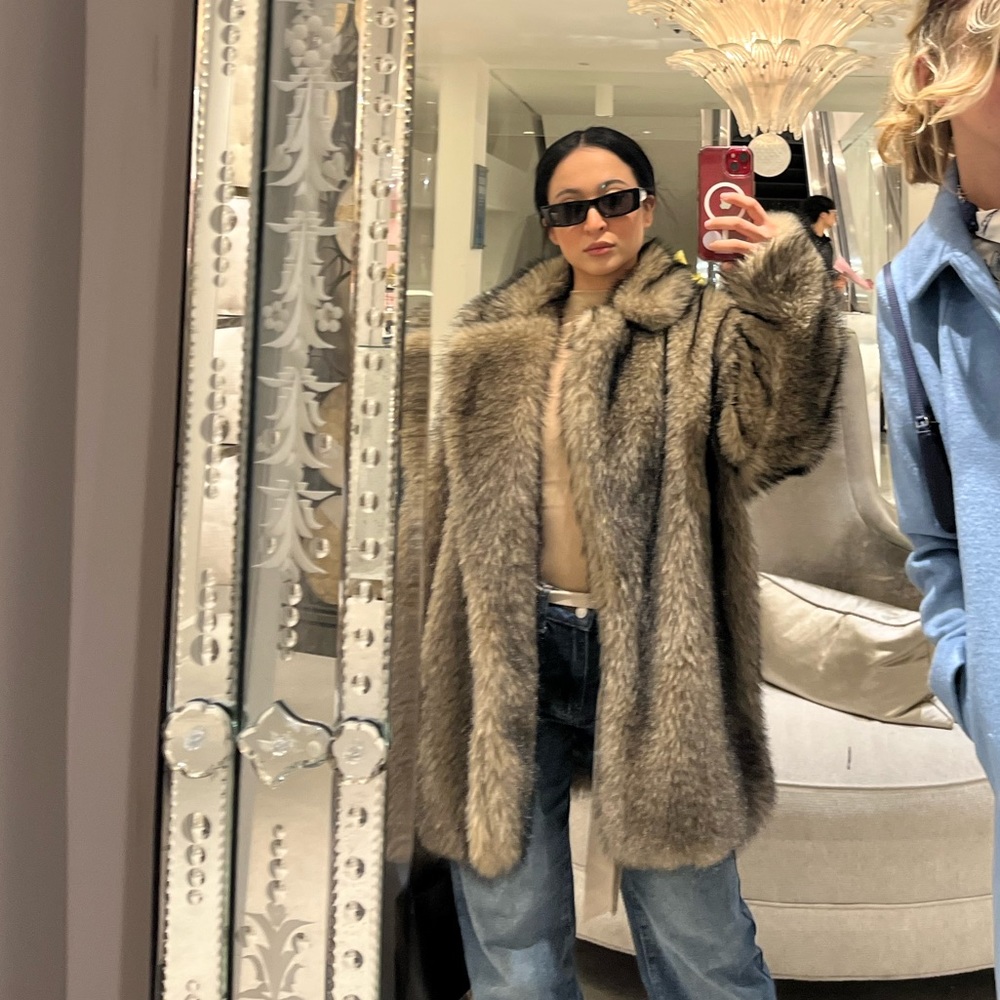 Brown and Black faux fur coat